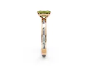 Solitaire Engagement Ring Setting for Fancy Yellow Emerald Cut Center with Channel Baguette Band and Prong Head in Rose Gold