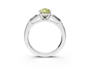 3 Stone Engagement Ring Setting for Fancy Yellow Pear-Shaped Center with Tapered Baguettes, Plain Band and Prong Head in Platinum