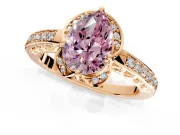 Floral Engagement Ring Setting for Fancy Pink Pear-Shaped Center with Four Accent Clusters and Prong Head in Rose Gold