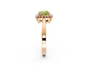Starburst Halo Engagement Ring Setting for Fancy Yellow Cushion Cut Center with Flat Cathedral Band and Prong Head in Rose Gold