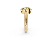 Halo Engagement Ring Setting for Fancy Yellow Oval Center with Tapered Plain Band and Prong Head in Yellow Gold