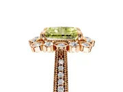 Milgrain Halo Engagement Ring Setting for Fancy Yellow Radiant Cut Center with Bezel Point Accents and Prong Head in Rose Gold