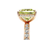 Hidden Halo Engagement Ring Setting for Fancy Yellow Princess Cut Center with Pave Band and Prong Head in Rose Gold