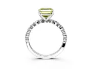 Solitaire Engagement Ring Setting for Fancy Yellow Asscher Cut Center with Alternating Size Accents and Prong Head in Platinum