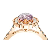 Milgrain Floral Halo Engagement Ring Setting for Fancy Pink Marquise Center with Pave Band and Prong Head in Rose Gold