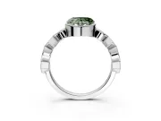 Milgrain Bezel Engagement Ring Setting for Fancy Green Heart-Shaped Center with Marquise Stations and Bezel Head in Platinum