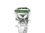Solitaire Engagement Ring Setting for Fancy Green Princess Cut Center with Pave and Plain Crossover Band and Prong Head in Platinum