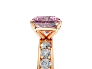 Solitaire Engagement Ring Setting for Fancy Pink Radiant Cut Center with Channel-Set Accents and Prong Head in Rose Gold