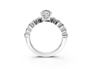 Shared-Prong Engagement Ring Setting for Marquise Center with Graduated Accents and Prong Head in Platinum