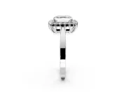 Starburst Halo Engagement Ring Setting for Asscher Cut Center with Flat Cathedral Band and Prong Head in Sterling Silver