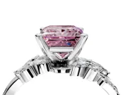 Solitaire Engagement Ring Setting for Fancy Pink Princess Cut Center with Marquise Accent Twist Band and Prong Head in Platinum