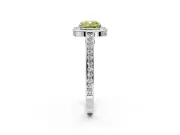 Halo Engagement Ring Setting for Fancy Yellow Cushion Cut Center with Framed Halo, Pave Band and Prong Head in White Gold