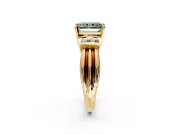 Solitaire Engagement Ring Setting for Fancy Green Radiant Cut Center with Grooved Bar Accent Band and Prong Head in Yellow Gold