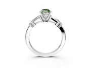 Bar-Set Engagement Ring Setting for Fancy Green Marquise Center with Tapered Baguette Accents and Prong Head in Sterling Silver