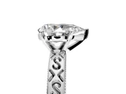 Solitaire Engagement Ring Setting for Pear-Shaped Center with Scrollwork Band and Prong Head in Platinum