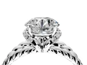 Halo Engagement Ring Setting for Round Cut Center with Rope Twist Split Shank and Prong Head in Platinum