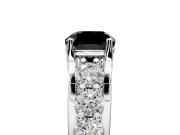 Solitaire Engagement Ring Setting for Fancy Black Cushion Cut Center with Graduated Shared Prongs and Prong Head in White Gold