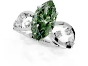 Solitaire Engagement Ring Setting for Fancy Green Marquise Center with Criss-Cross Accent Band and Prong Head in Sterling Silver