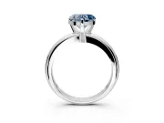 Solitaire Engagement Ring Setting for Fancy Blue Heart-Shaped Center with Wire Band and Prong Head in Sterling Silver