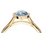 Solitaire Engagement Ring Setting for Fancy Blue Marquise Center with V Split Shank and Bezel Head in Yellow Gold