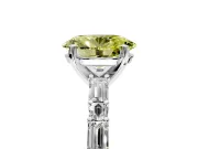 Baguette Engagement Ring Setting for Fancy Yellow Oval Center with Alternating Bar-Set Band and Prong Head in Platinum