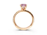 Solitaire Engagement Ring Setting for Fancy Pink Cushion Cut Center with XO Engraved Band and Prong Head in Rose Gold