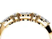 Marquise and Round Cut Lab-Grown Diamond 5 Stone Half Eternity Wedding Band with Prong Setting in Yellow Gold