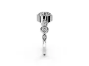 Vintage Station Engagement Ring Setting for Round Cut Center with Accents and Prong Head in Sterling Silver
