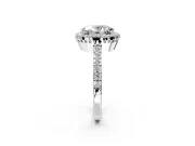 Halo Engagement Ring Setting for Oval Center with Inner Milgrain Border and Prong Head in Sterling Silver