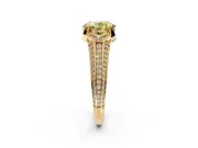 Solitaire Engagement Ring Setting for Fancy Yellow Oval Center with Accented Split Shank and Prong Head in Yellow Gold