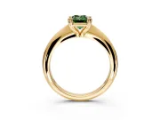 Solitaire Engagement Ring Setting for Fancy Green Emerald Cut Center with Reverse Tapered Band and Prong Head in Yellow Gold
