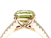 Solitaire Engagement Ring Setting for Fancy Yellow Asscher Cut Center with Pave Split Shank and Prong Head in Rose Gold