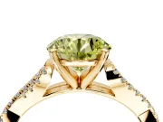 Solitaire Engagement Ring Setting for Fancy Yellow Round Cut Center with Twisted Pave Split Shank and Prong Head in Yellow Gold