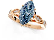 Solitaire Engagement Ring Setting for Fancy Blue Marquise Center with Marquise and Bezel Accents and Prong Head in Rose Gold
