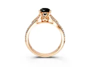 Solitaire Engagement Ring Setting for Fancy Black Pear-Shaped Center with Pave Rail Split Shank and Prong Head in Rose Gold