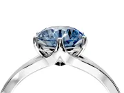 Solitaire Engagement Ring Setting for Fancy Blue Round Cut Center with Plain Split Shank and Prong Head in White Gold