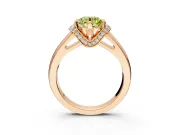 Solitaire Engagement Ring Setting for Fancy Yellow Round Cut Center with Wide Band, Pave Collar and Prong Head in Rose Gold