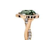 Halo Engagement Ring Setting for Fancy Green Heart-Shaped Center with Twist Band and Prong Head in Rose Gold