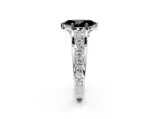 Solitaire Engagement Ring Setting for Fancy Black Marquise Center with Graduated Shared Prongs and Prong Head in Platinum