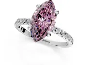 Solitaire Engagement Ring Setting for Fancy Pink Marquise Center with Fine Pave Narrow Band and Prong Head in Platinum