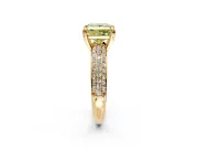 Solitaire Engagement Ring Setting for Fancy Yellow Princess Cut Center with Multi-Row Pave Accents and Basket Head in Yellow Gold
