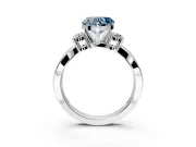 3 Stone Engagement Ring Setting for Fancy Blue Heart-Shaped Center with Pave Twist Band and Prong Head in Platinum