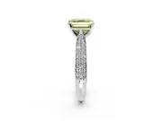Solitaire Engagement Ring Setting for Fancy Yellow Asscher Cut Center with Multi-Row Accents and Prong Head in Sterling Silver