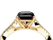 Solitaire Engagement Ring Setting for Fancy Black Radiant Cut Center with Twisted Pave Split Shank and Prong Head in Yellow Gold
