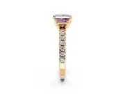 Solitaire Engagement Ring Setting for Fancy Pink Princess Cut Center with Large Accents and Prong Head in Yellow Gold