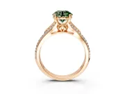Solitaire Engagement Ring Setting for Fancy Green Round Cut Center with Pave Rail Split Shank and Prong Head in Rose Gold