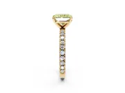 Solitaire Engagement Ring Setting for Fancy Yellow Radiant Cut Center with Fine Pave Band and Claw Prong Head in Yellow Gold
