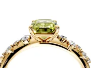 Cluster Engagement Ring Setting for Fancy Yellow Emerald Cut Center with Round Cut Accent Band and Prong Head in Yellow Gold