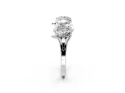 Elongated Cushion Cut Lab-Grown Diamond 4 Stone Wedding Band with Leaf Prongs in White Gold