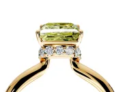 Hidden Halo Engagement Ring Setting for Fancy Yellow Princess Cut Center with Plain Rounded Band and Prong Head in Yellow Gold